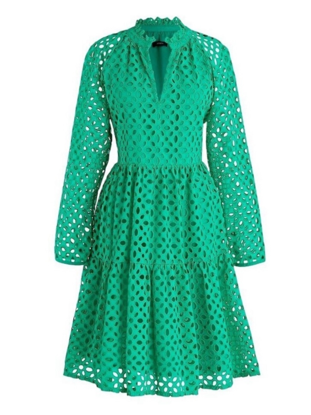 J. Crew Tiered Popover Dress in Embroidered Eyelet